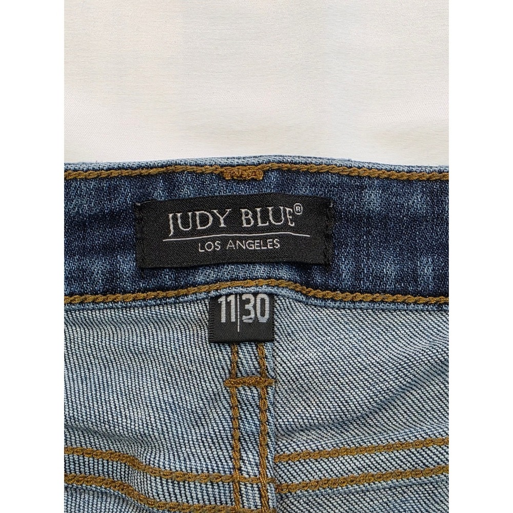 Judy Blue Skinny Jeans 11/30 Distressed Red Plaid Patch Medium Wash - Picture 10 of 14